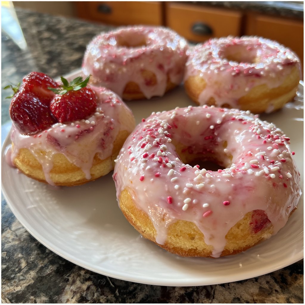 Baked Strawberry Donuts