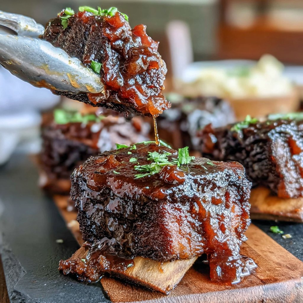 Bourbon-Peach Glazed Short Ribs