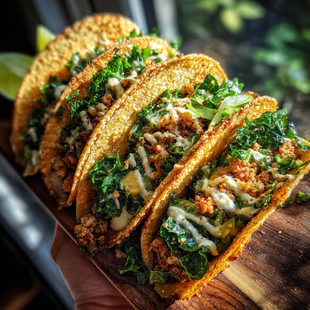 Crispy Turkey and Kale Tacos